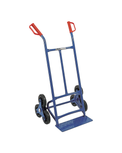 Clarke Sack Truck - Stair Climb CSL2 150kg TUV/GS 
Dims 520x500x1020mm
Steel frame. Twin orange handles. Castor Wheels designed to be used on stairs.