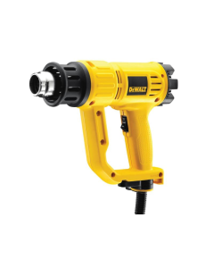D26411-GB - DEWALT Hot Air Paint Stripper Industrial. Handheld corded unit. Yellow casing with metal nozzle. Black on/off switch with 2 power settings.
