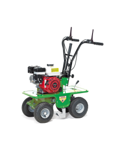 Green and black Active ACT300 Petrol Turf Cutter with Honda GX200 engine and white petrol tank. 