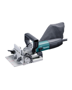 Makita Biscuit Jointer PJ7000. Various control dials and and locking mechanism. Dust bag and Central Handle.