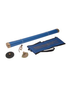 Drain rods Set. Tubular Case. Seven rods that have male and female connections. Metal and rubber attachments for clearing pipes and drains.