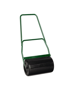 Yellow Garden Master G11201 garden roller with black handles and large drum.